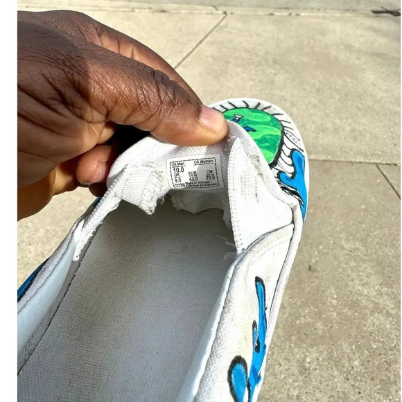Custom Painted Vans Off The Wall Rick And Morty‎ Slip On Sneakers Women Size 10 - Picture 7 of 10